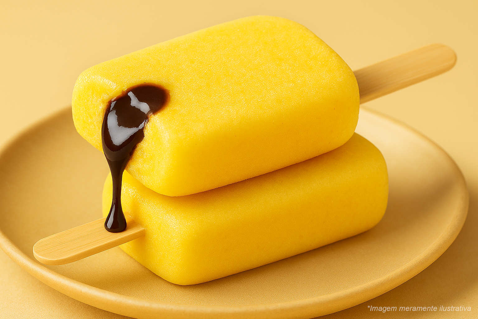 Imagem ilustrativa de picolés de maracujá com recheio de trufa de chocolate