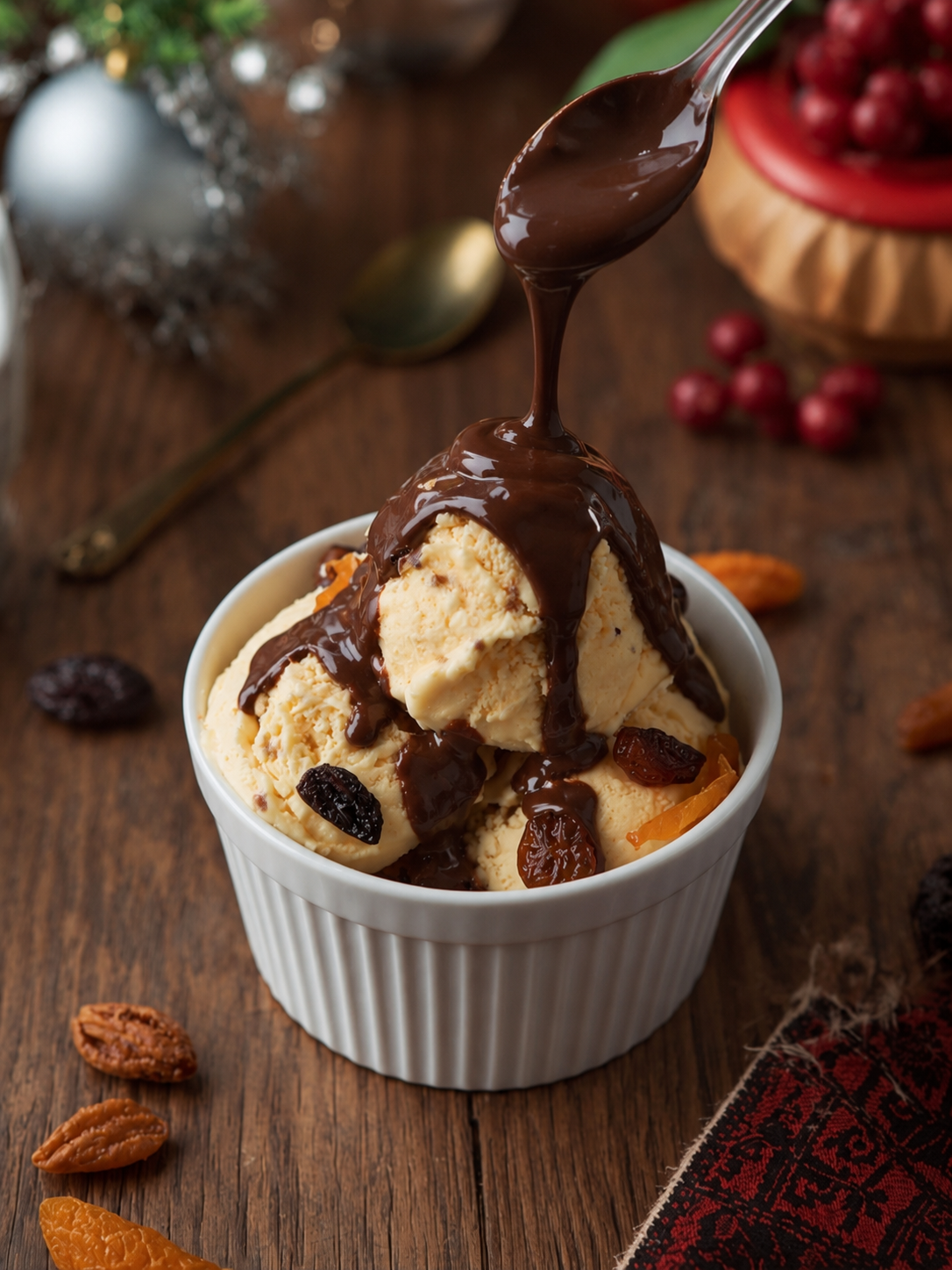 gelato saborizado com panetone coberto por uma trufa de chocolate